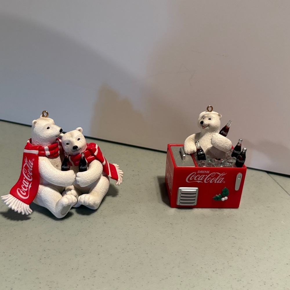 2004 Coca-Cola Polar Bear ornaments set of two